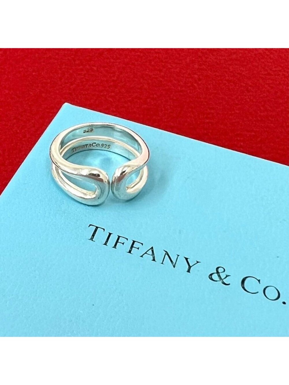 Tiffany & Co Open Teardrop Ring 925 Sterling Silver